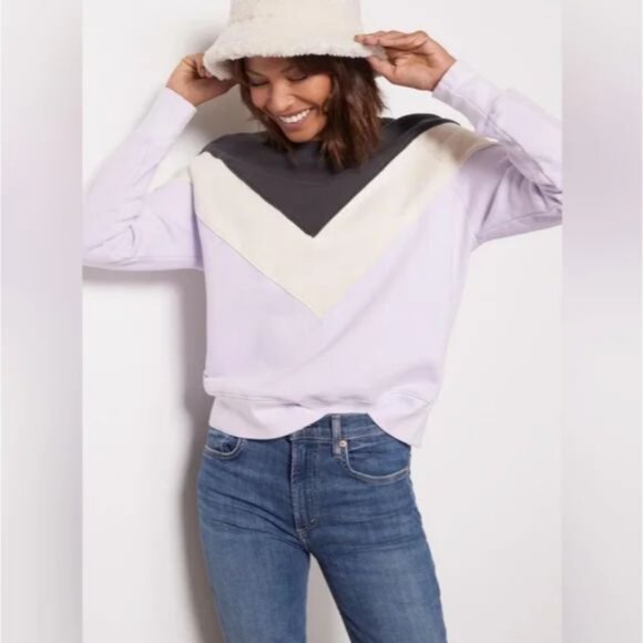 Sundry Evereve Colorblock Sweatshirt Size 1 Small Purple Gray Crewneck Retro - Picture 1 of 10